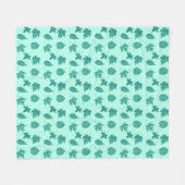 Herfstbladeren - turquoise en aqua fleece deken (Voorkant (Horizontaal))