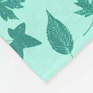 Herfstbladeren - turquoise en aqua fleece deken