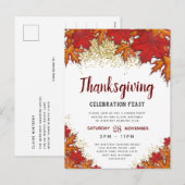 Herfstbladeren | Uitnodiging voor Thanksgiving din (Voorkant / Achterkant)
