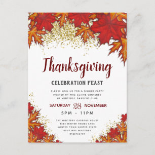Herfstbladeren   Uitnodiging voor Thanksgiving din