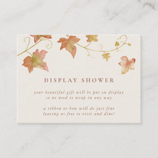 Herfstbladeren valken regen douche informatiekaartje (Voorkant)