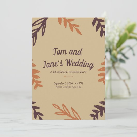 Herfstbladeren vallen kaart (Staand voorkant)