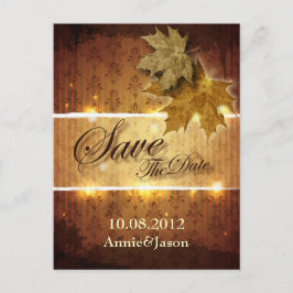 herfstbladeren vallen trouwdag save the date aankondigingskaart