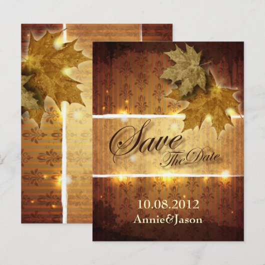 herfstbladeren vallen trouwdatum aankondiging (Voorkant / Achterkant)
