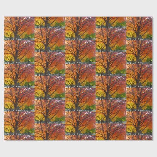 Herfstbladeren van geel en Sinaasappel Foto Cadeaupapier (Vlak)