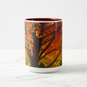 Herfstbladeren van geel en Sinaasappel Foto Tweekleurige Koffiemok (Center)