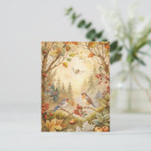 Herfstbladeren van zangvogels briefkaart (Staand voorkant)