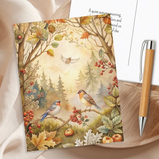 Herfstbladeren van zangvogels briefkaart