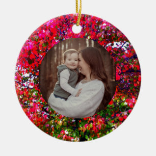 Herfstbladeren verkleurend, roze impressionistisch keramisch ornament