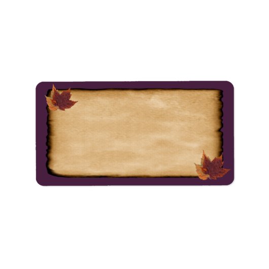 Herfstbladeren, verouderd papier LOOK blanco adres Etiket (Voorkant)
