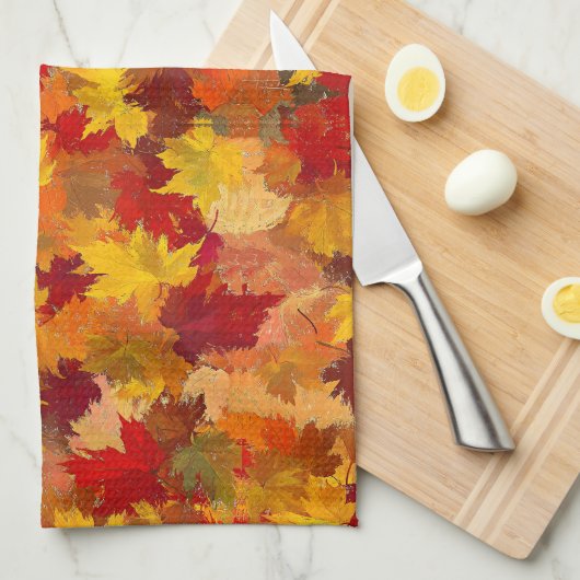 Herfstbladeren - Vier de schoonheid van de herfst Theedoek (Quarter Fold)