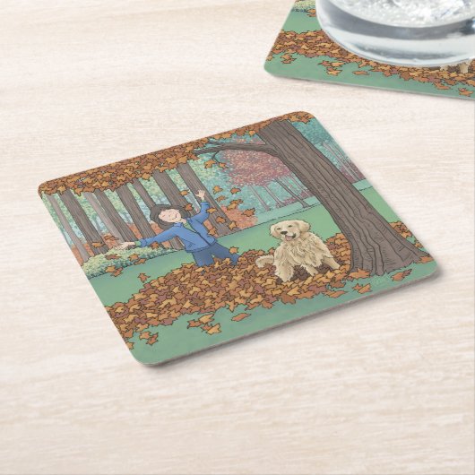 Herfstbladeren vierkant papier Onderzetter (Schuin)