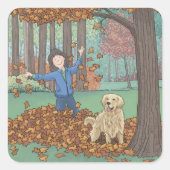 Herfstbladeren vierkante Sticker (Voorkant)