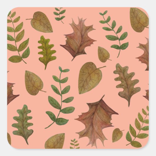 Herfstbladeren Vierkante Sticker (Voorkant)