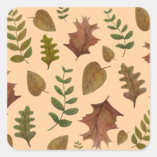 Herfstbladeren Vierkante Sticker (Voorkant)