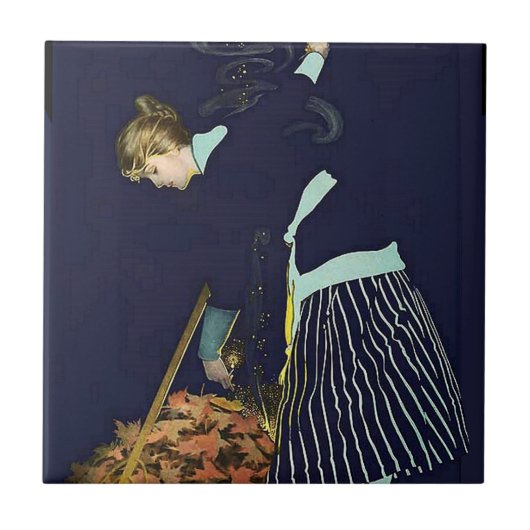 Herfstbladeren Vuur door C Coles Phillips Tegeltje (Voorkant)