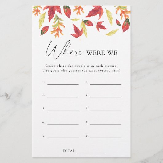 Herfstbladeren - Waar waren we bruidsbeursspel (Voorkant)