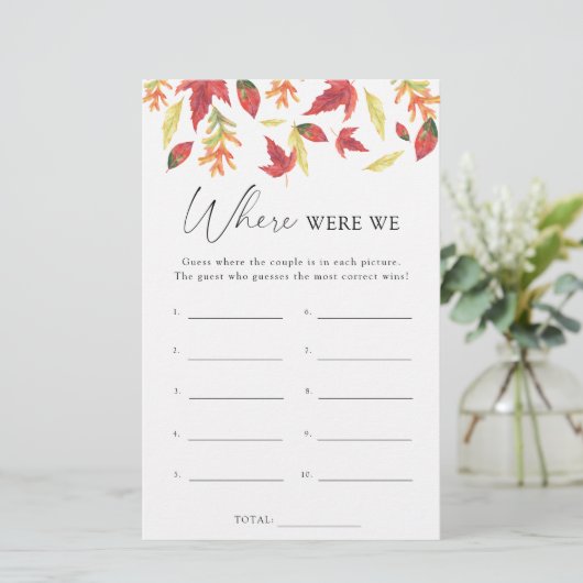 Herfstbladeren - Waar waren we bruidsbeursspel (Staand voorkant)