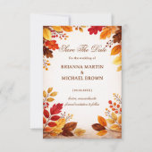 Herfstbladeren Warm Botanisch Save The Date (Voorkant)