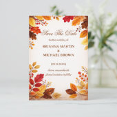 Herfstbladeren Warm Botanisch Save The Date (Staand voorkant)