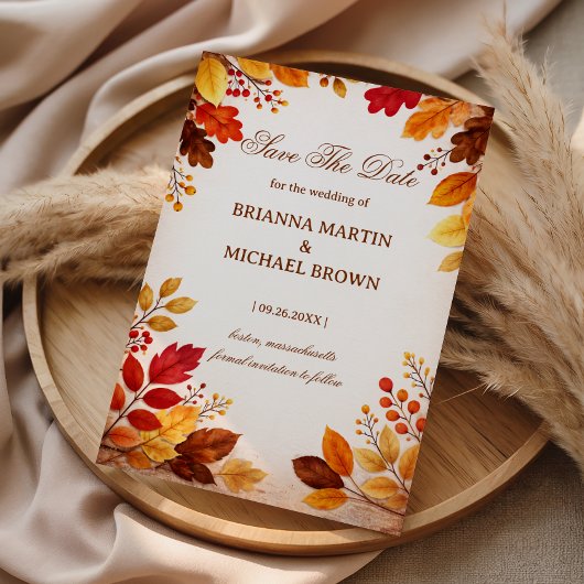Herfstbladeren Warm Botanisch Save The Date