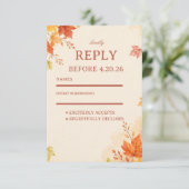 Herfstbladeren Warm RSVP Kaartje (Staand voorkant)