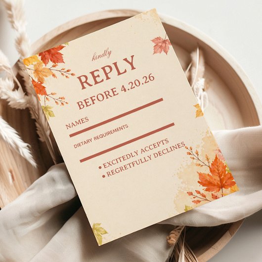 Herfstbladeren Warm RSVP Kaartje