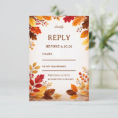 Herfstbladeren Warme Botanische RSVP Kaartje (Staand voorkant)
