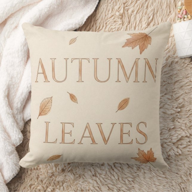 Herfstbladeren Watercolor Editorial Typografie  Kussen (Deken)
