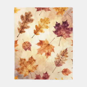 Herfstbladeren Watercolor Herfstpatroon Fleece Deken