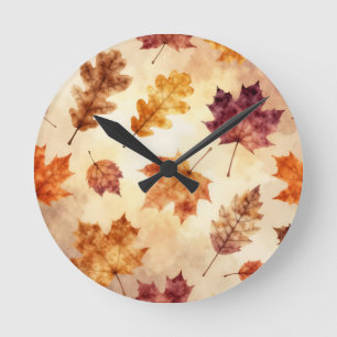 Herfstbladeren Watercolor Herfstpatroon Ronde Klok