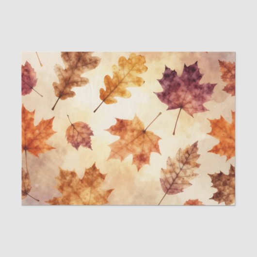 Herfstbladeren Watercolor Herfstpatroon Tissuepapier (Voorkant)