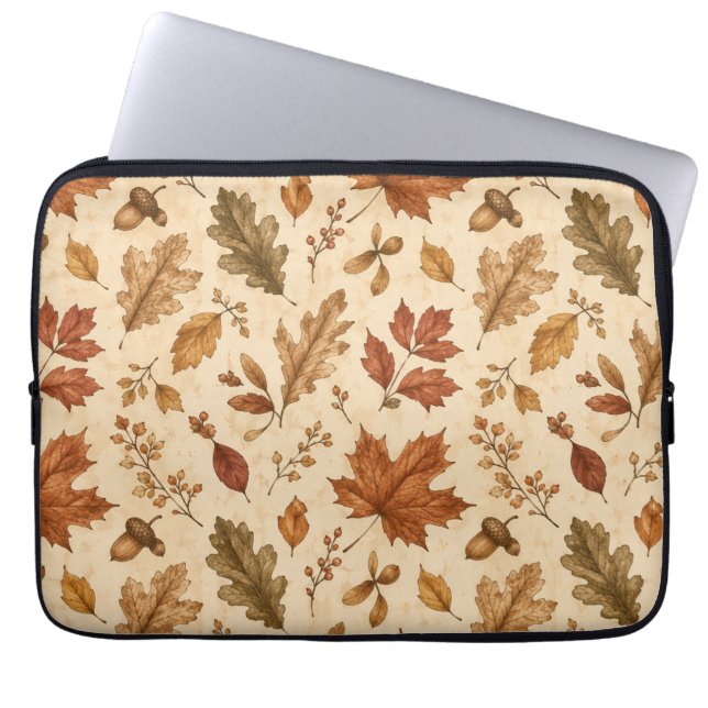 Herfstbladeren Watercolor Patroon  Laptop Sleeve (Voorkant)