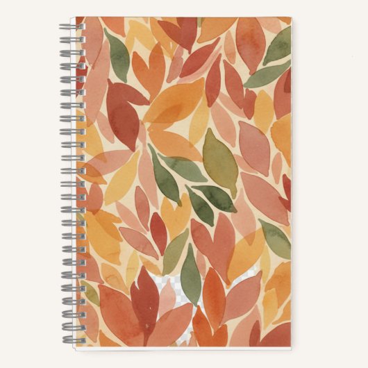 Herfstbladeren Watercolor Patroon Notitieboek (Voorkant)