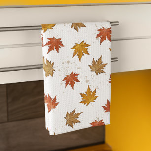Herfstbladeren Watercolor Patroon Theedoek