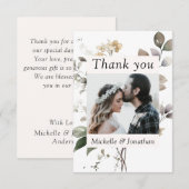 herfstbladeren Waterverf foto bruiloft Bedankkaart (Voorkant / Achterkant)