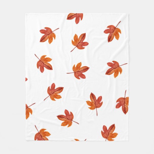 Herfstbladeren Waterverf Hand getrokken Fleece Deken (Voorkant)