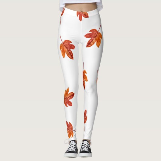 Herfstbladeren Waterverf Hand getrokken Leggings (Voorkant)