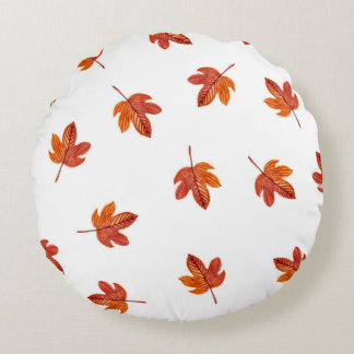 Herfstbladeren Waterverf Hand getrokken Rond Kussen