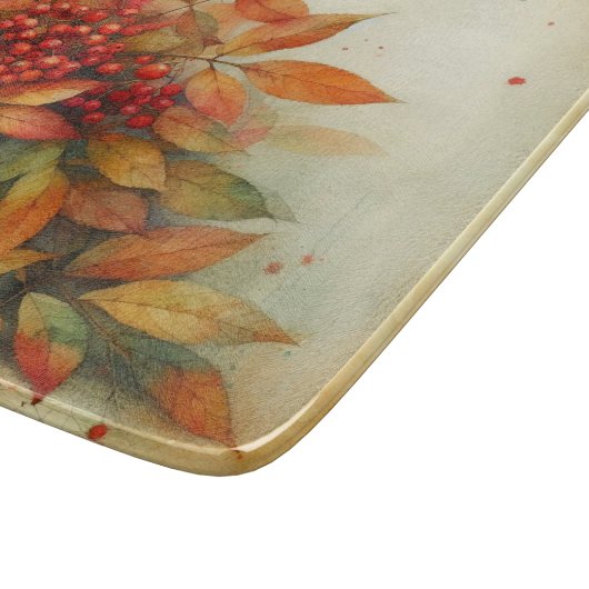 Herfstbladeren  waterverf herfstkleuren snijplank (Hoek)