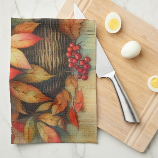 Herfstbladeren  waterverf herfstkleuren theedoek (Quarter Fold)