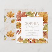 Herfstbladeren Waterverf Kinderen Verjaardag Kaart (Voorkant / Achterkant)