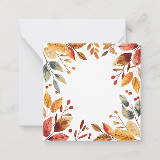 Herfstbladeren Waterverf Lijst Notitiekaartje (Voorkant)