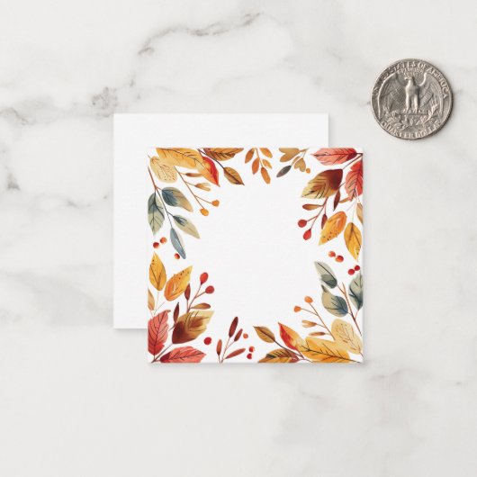 Herfstbladeren Waterverf Lijst Notitiekaartje (Voorkant / Achterkant in situ)