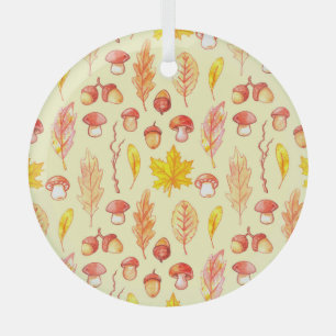Herfstbladeren: Waterverf retro behang Glas Ornament