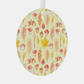Herfstbladeren: Waterverf retro behang Glas Ornament (Voorkant Rechts)