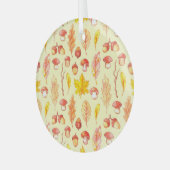 Herfstbladeren: Waterverf retro behang Glas Ornament (Voorkant links)