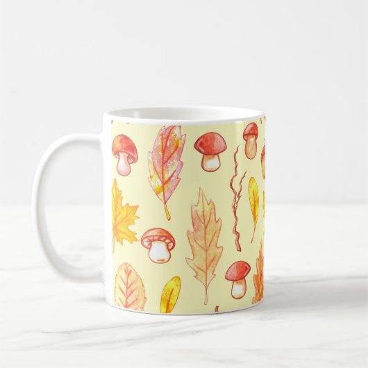 Herfstbladeren: Waterverf retro behang Koffiemok (Links)