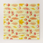 Herfstbladeren: Waterverf retro behang Legpuzzel (Horizontaal)