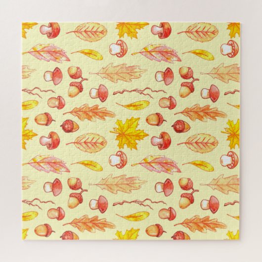 Herfstbladeren: Waterverf retro behang Legpuzzel (Horizontaal)